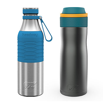 Hydration Goals Combo (Burell Classic Bottle 600 ML Blue + Oslo Stainless Steel Bottle 550 ML - Space Grey)